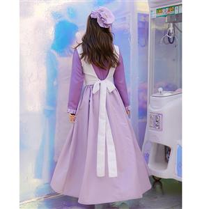 4pcs Traditional House Maid Apron Maxi Dress Fairy Tale Cosplay Costume N19469