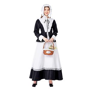 Medieval Pastoral Outfit Traditional House Maid Long Dress Adult Cosplay Party Costume N20736