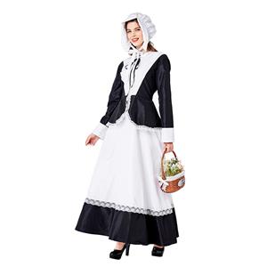 Medieval Pastoral Outfit Traditional House Maid Long Dress Adult Cosplay Party Costume N20736