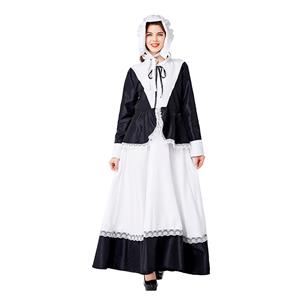 Medieval Pastoral Outfit Traditional House Maid Long Dress Adult Cosplay Party Costume N20736