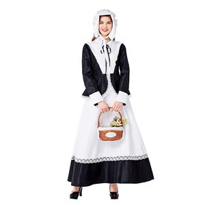 Medieval Pastoral Outfit Traditional House Maid Long Dress Adult Cosplay Party Costume N20736