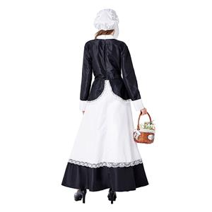 Medieval Pastoral Outfit Traditional House Maid Long Dress Adult Cosplay Party Costume N20736