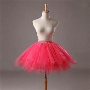 watermelon red petticoat, hot pink tutu skirt, tulle underskirt, fluffy skirt, layered tulle, puffy petticoat, elastic waist skirt, short tulle skirt, ballet tutu, costume petticoat, party skirt, mini tulle skirt, voile underskirt, dance petticoat, crinoline skirt #N23953