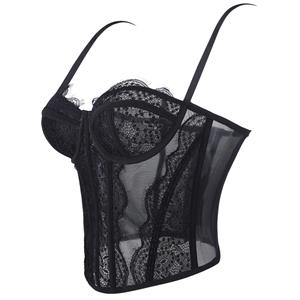 Classic Black Lace Corset - Flexible Boned Vintage Underbust N237801