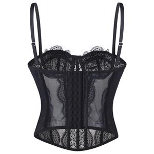 Classic Black Lace Corset - Flexible Boned Vintage Underbust N237801