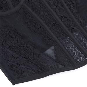 Classic Black Lace Corset - Flexible Boned Vintage Underbust N237801