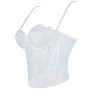 Elegant White Lace Corset - Retro Bridal Bustier with 3-Row Hooks N237802