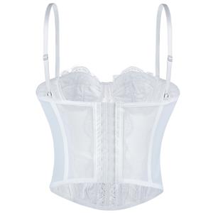 Elegant White Lace Corset - Retro Bridal Bustier with 3-Row Hooks N237802