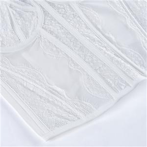 Elegant White Lace Corset - Retro Bridal Bustier with 3-Row Hooks N237802