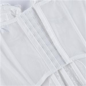 Elegant White Lace Corset - Retro Bridal Bustier with 3-Row Hooks N237802
