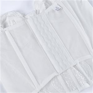 Elegant White Lace Corset - Retro Bridal Bustier with 3-Row Hooks N237802