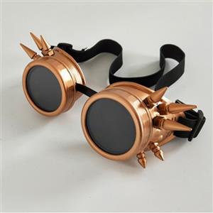 Steampunk Antique Gold Metallic Rivet Masquerade Party Accessory Glasses Goggles MS19736