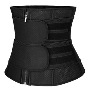 Unisex Black Latex Waist Trainer Corset Trimmer Sport Workout Slimming Body Shaper Belt N20552