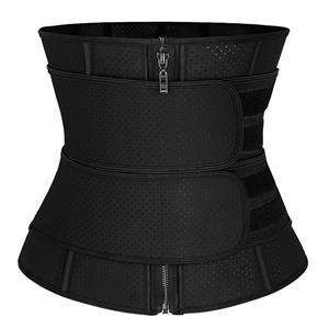 Unisex Black Latex Waist Trainer Corset Trimmer Sport Workout Slimming Body Shaper Belt N20552