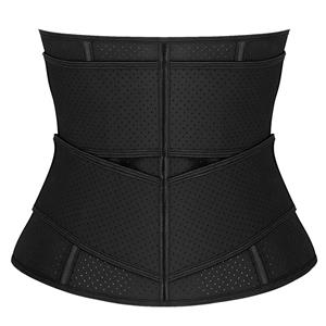 Unisex Black Latex Waist Trainer Corset Trimmer Sport Workout Slimming Body Shaper Belt N20552