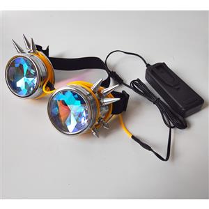 Steampunk Luminous Light Kaleidoscope Glasses Metallic Rivet Masquerade Party Goggles MS19721