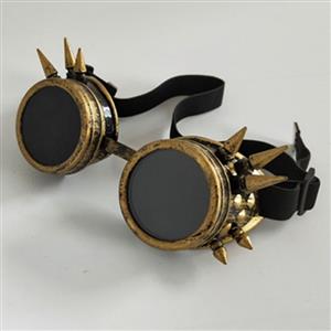 Steampunk Bronze Rivet Black Lens Masquerade Party Accessory Glasses Goggles MS19751