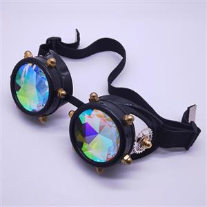 Steampunk Kaleidoscope Lens Metallic Gear and Rivet Masquerade Party Goggles MS19726