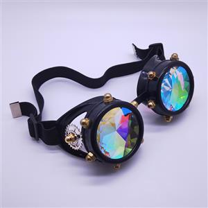 Steampunk Kaleidoscope Lens Metallic Gear and Rivet Masquerade Party Goggles MS19726