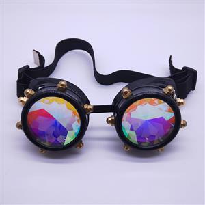 Steampunk Kaleidoscope Lens Metallic Gear and Rivet Masquerade Party Goggles MS19726