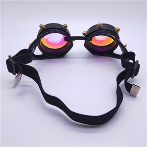 Steampunk Kaleidoscope Lens Metallic Gear and Rivet Masquerade Party Goggles MS19726