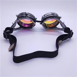 Steampunk Kaleidoscope Lens Metallic Gear and Rivet Masquerade Party Goggles MS19727