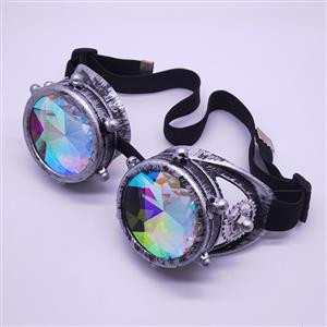 Steampunk Kaleidoscope Lens Metallic Gear and Rivet Masquerade Party Goggles MS19727