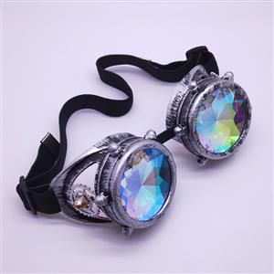 Steampunk Kaleidoscope Lens Metallic Gear and Rivet Masquerade Party Goggles MS19727