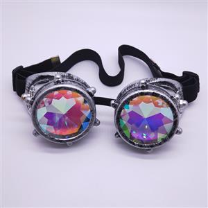 Steampunk Kaleidoscope Lens Metallic Gear and Rivet Masquerade Party Goggles MS19727