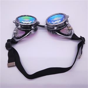 Steampunk Kaleidoscope Lens Metallic Gear and Rivet Masquerade Party Goggles MS19727