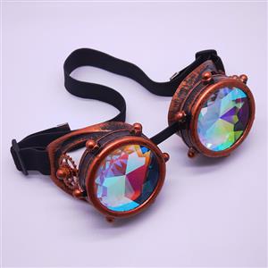 Steampunk Kaleidoscope Lens Metallic Gear and Rivet Masquerade Party Goggles MS19728