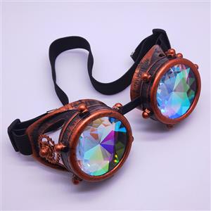 Steampunk Kaleidoscope Lens Metallic Gear and Rivet Masquerade Party Goggles MS19728