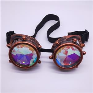 Steampunk Kaleidoscope Lens Metallic Gear and Rivet Masquerade Party Goggles MS19728