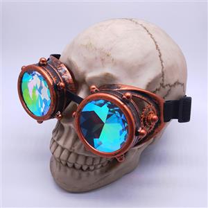 Steampunk Kaleidoscope Lens Metallic Gear and Rivet Masquerade Party Goggles MS19728