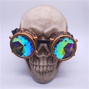 Steampunk Kaleidoscope Lens Metallic Gear and Rivet Masquerade Party Goggles MS19729