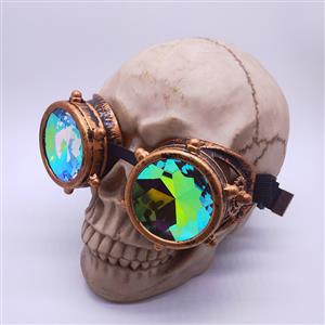 Steampunk Kaleidoscope Lens Metallic Gear and Rivet Masquerade Party Goggles MS19729