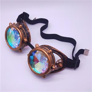 Steampunk Kaleidoscope Lens Metallic Gear and Rivet Masquerade Party Goggles MS19729