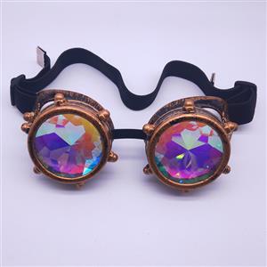 Steampunk Kaleidoscope Lens Metallic Gear and Rivet Masquerade Party Goggles MS19729