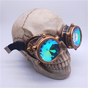 Steampunk Kaleidoscope Lens Metallic Gear and Rivet Masquerade Party Goggles MS19729