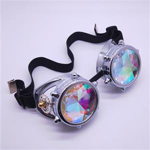 Steampunk Kaleidoscope Lens Metallic Gear and Rivet Masquerade Party Goggles MS19730