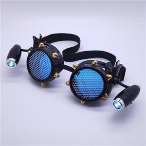 Steampunk LED Lights Net Lens Metallic Rivet Halloween Cosplay Party Goggles MS19731