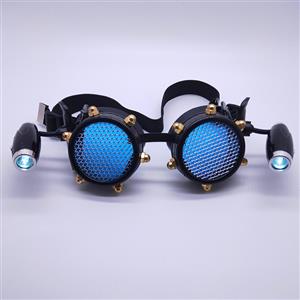 Steampunk LED Lights Net Lens Metallic Rivet Halloween Cosplay Party Goggles MS19731