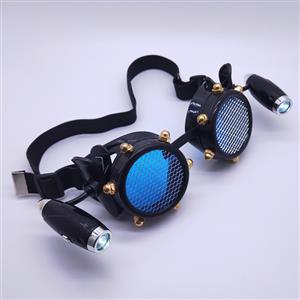 Steampunk LED Lights Net Lens Metallic Rivet Halloween Cosplay Party Goggles MS19731