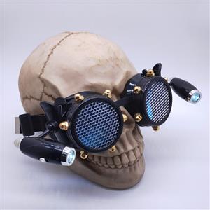 Steampunk LED Lights Net Lens Metallic Rivet Halloween Cosplay Party Goggles MS19731