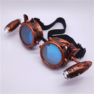 Steampunk LED Lights Net Lens Metallic Rivet Halloween Cosplay Party Goggles MS19732