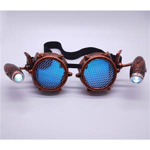 Steampunk LED Lights Net Lens Metallic Rivet Halloween Cosplay Party Goggles MS19732