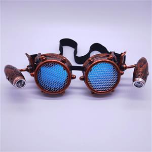 Steampunk LED Lights Net Lens Metallic Rivet Halloween Cosplay Party Goggles MS19732