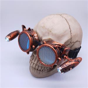 Steampunk LED Lights Net Lens Metallic Rivet Halloween Cosplay Party Goggles MS19732