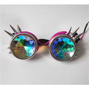 Steampunk Luminous Light Kaleidoscope Glasses Metallic Rivet Masquerade Party Goggles MS19722