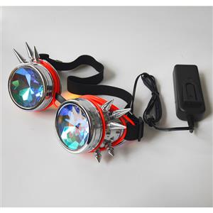 Steampunk Luminous Light Kaleidoscope Glasses Metallic Rivet Masquerade Party Goggles MS19723